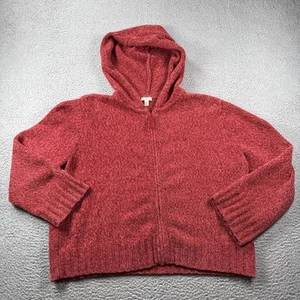 J Jill Sweater Womens PL Full Zip Long Sleeve Hooded Chunky Knit Boxy Fisherman - Picture 1 of 9