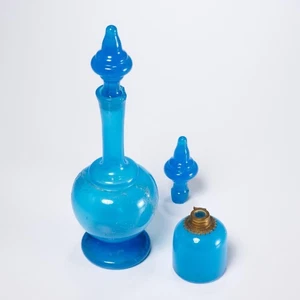 Antique French Blue Opaline Glass Perfume Bottles and Stoppers Iris Apfel - Picture 1 of 7