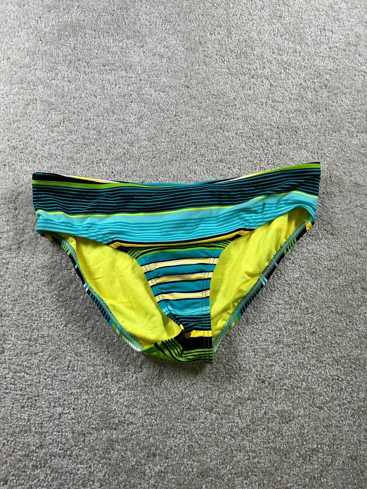 Roupa de banho feminina ZeroXposur biquíni parte inferior XL 16 listrada náilon - Imagem 1 de 4