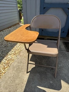 ✨Vintage Norcor USA School Desk Attached Fold Up Metal Chair Combo Adult Size ✨ - Picture 1 of 14