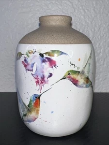Demdaco Hummingbirds In Flight Blue  4” Ceramic Stoneware Bud Vase - Picture 1 of 7