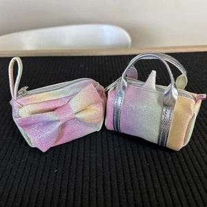 REAL LITTLES Micro Bag and Suitcase From Locker Set Pastel Rainbow Bow empty - Picture 1 of 8