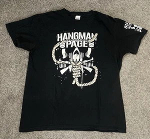 NJPW ROH Bullet Club Hangman Adam Page Black T-Shirt Size Large (Pre-Owned) - Picture 1 of 4
