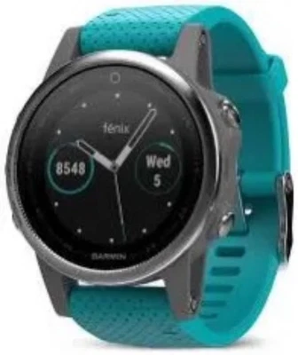 Garmin Fenix 5s, silber/grau mit türkisem Band - Bild 1 von 4