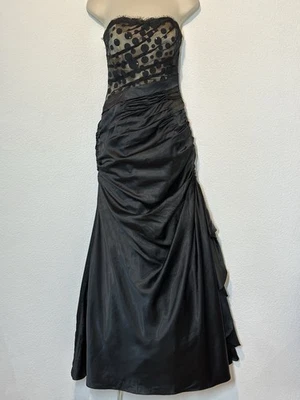 Flirt Maggie Sottero Formal Dress Gown Size 4 Black Sweetheart Neck Ruched Prom - Image 1 of 4