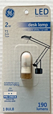 GE Lighting Warm White G4 Base T3 LED Lamp 2 Watt 190 lumens #13419 Non-Dimmable - Image 1 of 4