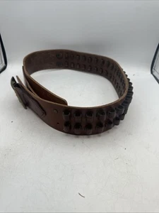 Leather Cartridge Belt Ammo 25 Rounds Vintage Hunting Size 38 Vintage - Picture 1 of 9