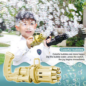 Gatling Bubble Machine Bubbler Maker Safe Summer Cooling Fan Gun For Kid Outdoor