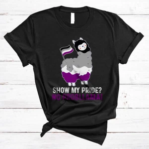 Camiseta Show My Pride No ProbLlama Linda LGBT Llama con Bandera Asexual Orgullo - Imagen 1 de 3