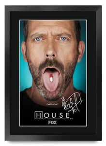 Póster House MD Hugh Laurie Idea de Regalo Impreso Enmarcado Autógrafo A3 para Fanáticos de la TV - Imagen 1 de 7