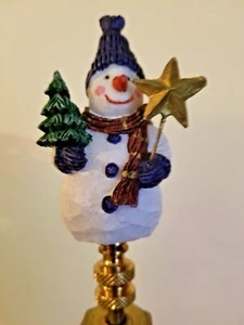 Blue Hat Christmas Snowman Holding A Star & Tree NEW - Picture 1 of 2