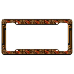 Geometric Velociraptor Raptor Dinosaur Aztec Mayan Style License Plate Tag Frame - Picture 1 of 3