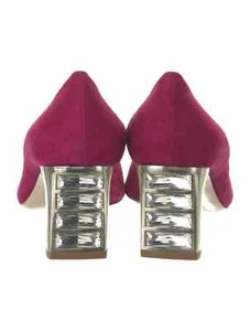 NIB New MIU MIU Prada Crystal Heel Suede Pump Shoes 5I8502 Sz Miu Miu 39 US 9 - Picture 1 of 8