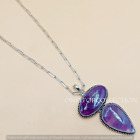 Amethyst Gemstone 925 Sterling Silver Plated Handmade 1 PC Pendant With Chain