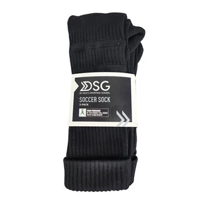 Kids DSG Black Soccer Sock 2-Pack Microfiber Toe Seam Cushioned Size S (13K-4) - Picture 1 of 5