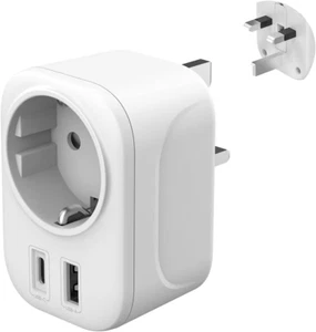 Reisestecker Adapter England Deutschland Stecker - Reiseadapter Typ G Steckdose - Bild 1 von 12