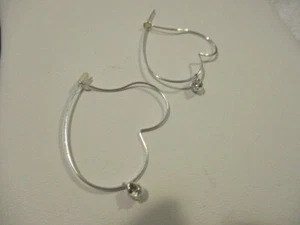 AVON Silvertone Heart Hoop Earrings w/a CZ on the Bottom 1 1/2" D - Picture 1 of 7