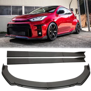 Carbon Fiber Front Bumper Lip /Side Skirt /Strut Rods For Toyota Yaris 2004-2023 - Picture 1 of 16