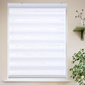 Roller Shades Zebra Blinds for Windows Cordless Day and Night Light Filtering Du - Picture 1 of 7