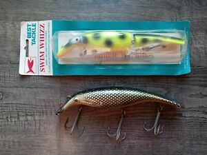 Lot of 2 Vintage Swim Whizz 8" Best Tackle Musky Fishing Lures NOS