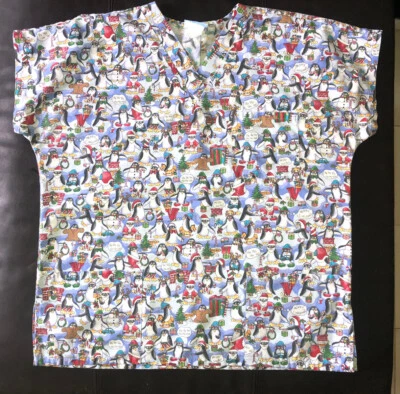 Scrub medical Penguins Christmas Scrub Top large - Image 1 of 4