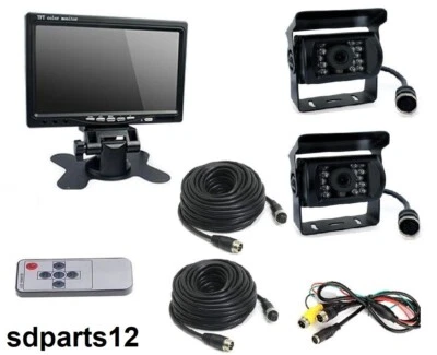 Kit 2 x Caméra de Recul avec IR Vision Nocturne Écran LCD 7'' Camion Camping-Car - Photo 1/4