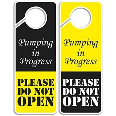 Do Not Disturb Sign-Pumping in Progress Do Not Open Door Hanger 2Pack DoubleSide - Image 1 of 4