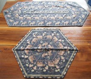 Neu! Handgefertigtes kleines/mittel Wildtier (Bär, Elch, Fisch) Tischläufer (2) Set  - Bild 1 von 8