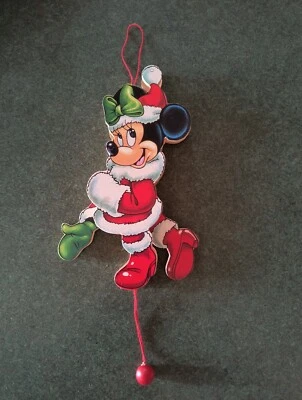 "Adorno de Navidad vintage de cuerda de madera de Walt Disney Minnie Mouse 7,25""" Foto 1 de 4