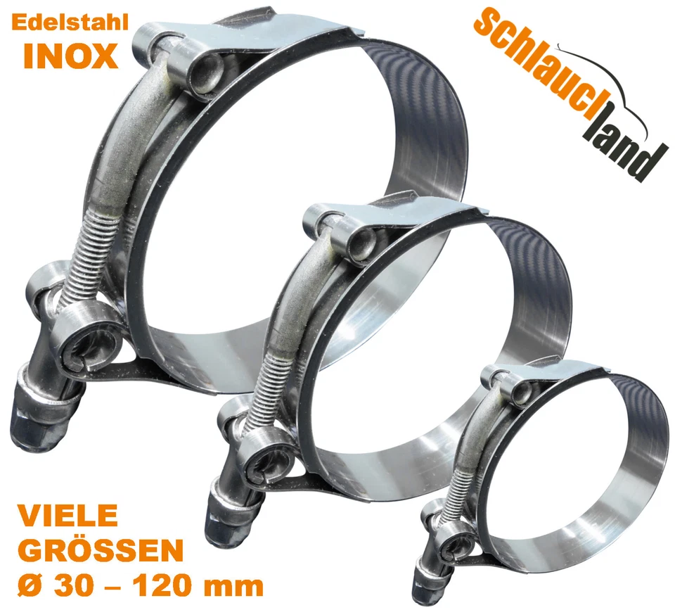 SCHLAUCHLAND SCHLAUCHSCHELLE W4 T-Bolzen V2A INOX Edelstahl Klemme Rohr Schelle Gelenkbolzen
