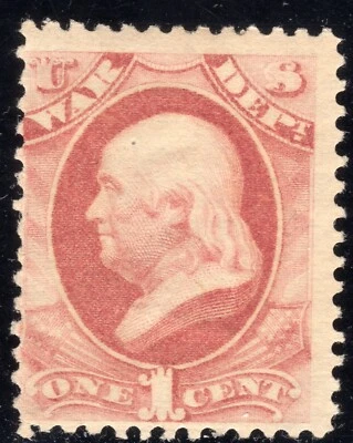 Scott #O83 War Dept. Official 1c Franklin, Fine, Mint DG, Hinge Remnant - Image 1 of 2