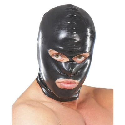 LATE X Latexmaske Latex Maske Erotik Anatomisch schwarz Kopf Fetisch Bondage "Coopery"