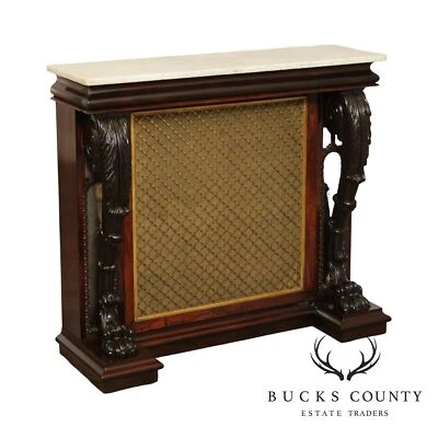 Console superior antigo do século XIX inglês regência pau-rosa mármore - Imagem 1 de 4