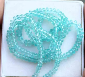 Perline rondelle 16" blu acqua APATITE pietra preziosa liscia lucida 3 mm - 4 mm 47,50 carati - Foto 1 di 2