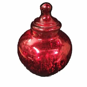 Red Mercury Glass Vase With Lid Holiday Decor 9” - Picture 1 of 12
