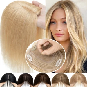 Topper 100% Human Hair Top Toupee Piece Clip in Hairpiece/Wig Brown Blonde Black - Picture 1 of 42