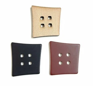JHB Vue Square Button 44mm Wooden 4 Hole Black Brown Coat Fashion Sewing Crafts - Picture 1 of 18