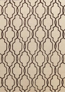 Contemporary Trellis Oriental Area Rug Hand-Tufted Wool 8x10 Living Room Carpet - Picture 1 of 12