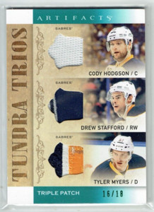 14-15 UD Artifacts Trios  Cody Hodgson--Drew Stafford--Tyler Myers  /18  Patches