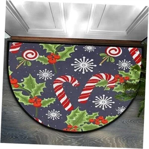 Christmas Half Round Rugs Candy Cane Half Round 36x24in Christmas Candy Cane - Picture 1 of 8