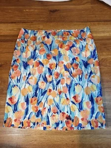 Talbots Pencil Skirt Womens Size 12P Floral Tulips Watercolor Mid Rise Career - Picture 1 of 5