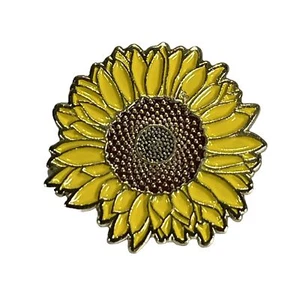 Sunflower Hard Yellow Enamel Lapel Pin Tie Tack Gold Tone 1" NEW - Picture 1 of 9