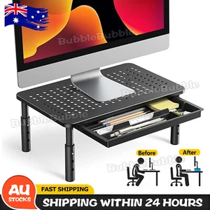 Computer Monitor Stand Laptop Riser Desktop Space Saver Adjustable Height - Picture 1 of 11