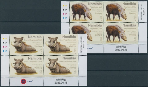 Namibia Stamps 2023 MNH Wild Pigs Warthog Bushpig Wild Animals 2x Control Blocks Cover