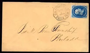 US 1861 CIVIL WAR PERIOD COVER SC. #63 TIED PHILADELPHIA, PA. "U.S. PENNY PAID" - Picture 1 of 2