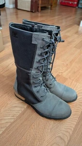 Sorel Major Maverick Leather Boots Gray grey Womens sz 9 Wedge low Heel boots - Picture 1 of 9