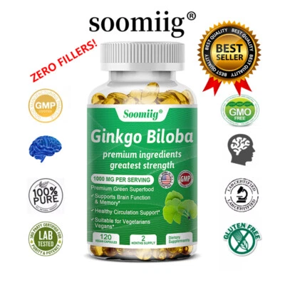 SOOMIIG Ginkgo Biloba 1000mg Konzentration Ginko Gingo Gingko - Vegan