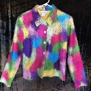 PATCHINGTON JACKE DAMEN Größe MEDIUM BUNT HELL ZOTTEL MEHRFARBIG BLAZER - Bild 1 von 7