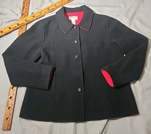 Vintage Pendleton Jacket Womens Large Black Red Double Time Reversible Button  - Picture 1 of 15