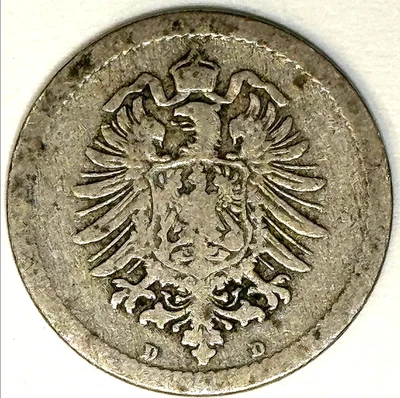 1875 D Deutsches Reich 5 Pfennig Germany German Empire Coin Nice Condition - Image 1 of 2